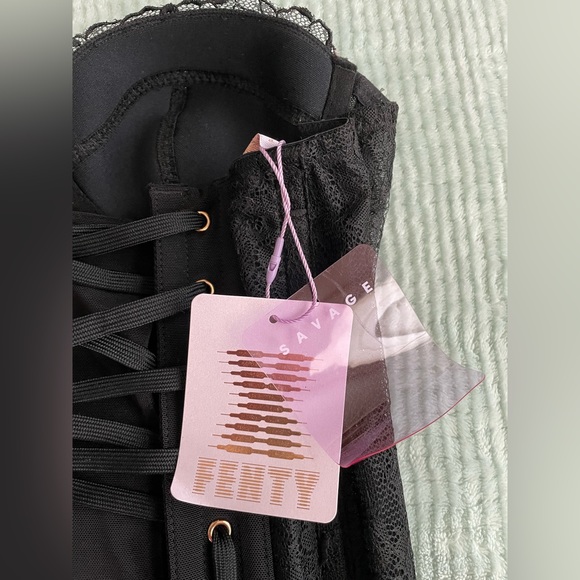 Savage x Fenty Black Lace Strapless Corset Bustier Lingerie Top Size Small NEW - Picture 5 of 6